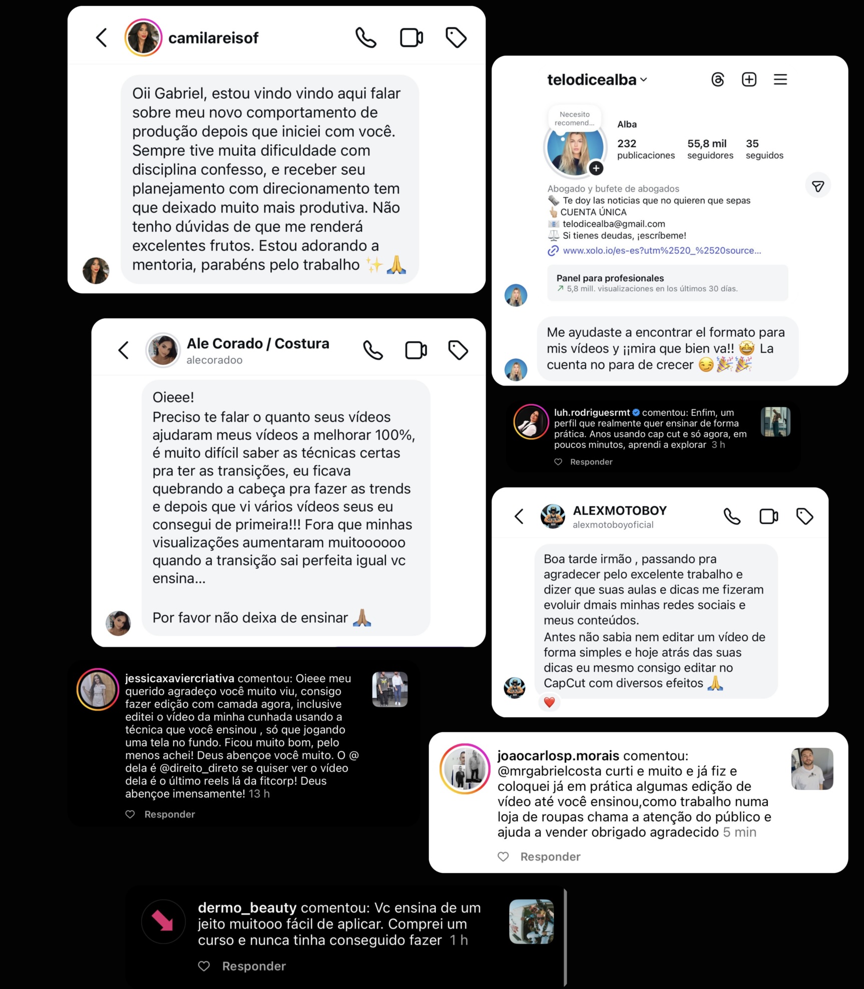Depoimentos de alunos